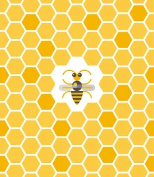 Sweet geometric pattern with honeycomb and bee Stock Illustration