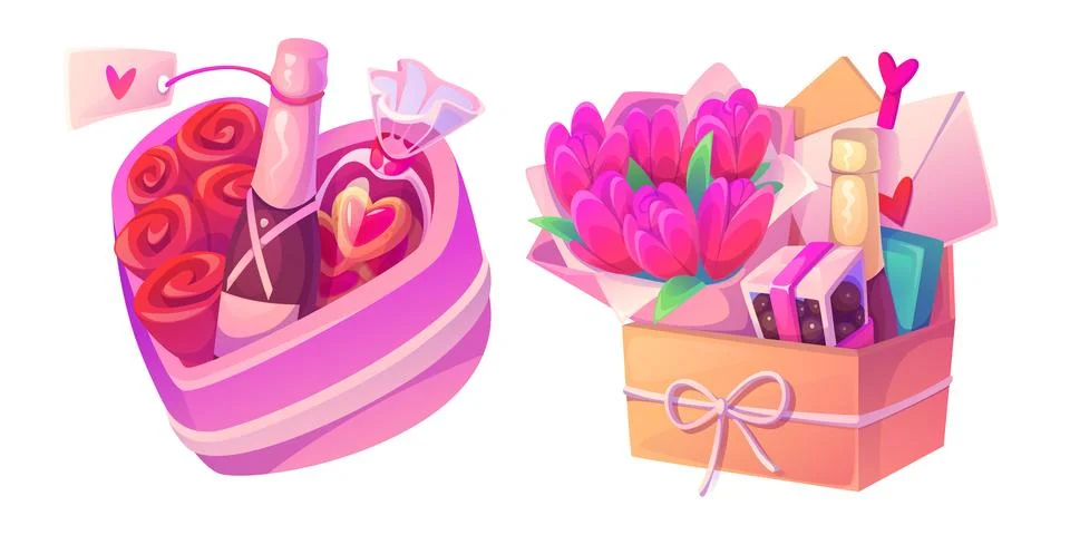 Sweet gift boxes set isolated on white background Stock-Illustration