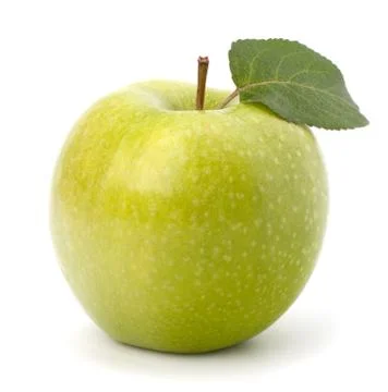 Sweet green apple with  leaf Stock Photos