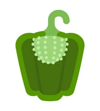 Sweet green pepper in a cut vector flat isolated Stock Illustration