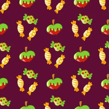 Sweet Halloween candy seamless pattern. Trick or treat background with sweats Stock-Illustration