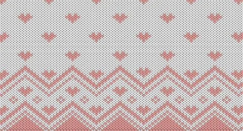 Sweet heart knitted pattern, Festive Sweater Design. Seamless Knitted Pattern Illustrazione stock