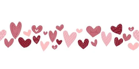 Sweet hearts seamless pattern border Illustrazione stock