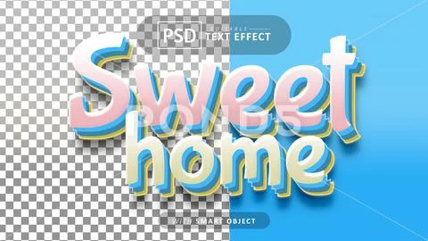 Sweet home 3d text effect editable PSD Template