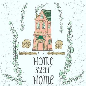 Sweet Home background with twigs. Illustrazione stock