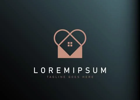 Sweet home logo design. Vector illustration of combined love sign and home ic Illustration