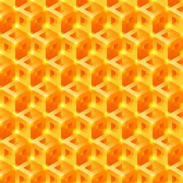 Sweet Honeycomb 3D tiles pattern. Seamless vector background Stock Illustration