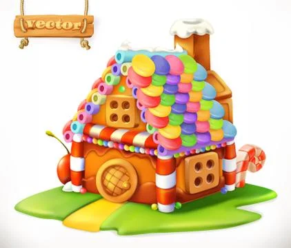 Sweet house. 3d vector icon Stock Illustration