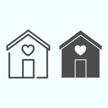 Sweet House line and solid icon. Home with heart vector illustration isolated on Stock Illustration
