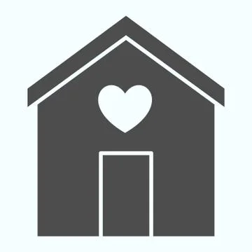 Sweet House solid icon. Home with heart vector illustration isolated on white Stock Illustration