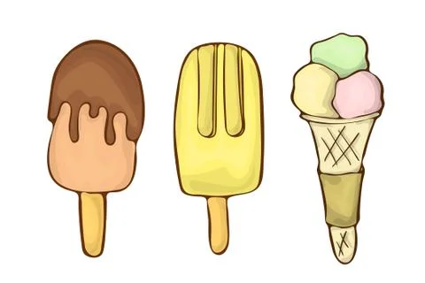Sweet ice cream dessert vector icon cartoon handdrawnn illustration. Stock Illustration