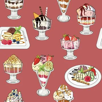 Sweet ice cream seamless pattern Stock Illustration