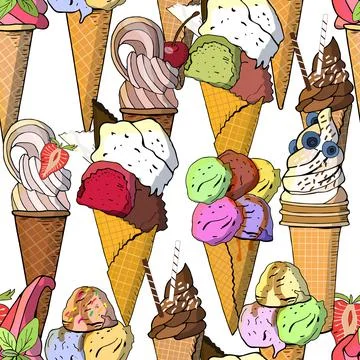 Sweet ice cream seamless pattern Illustrazione stock