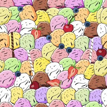 Sweet ice cream seamless pattern. Stock Illustration
