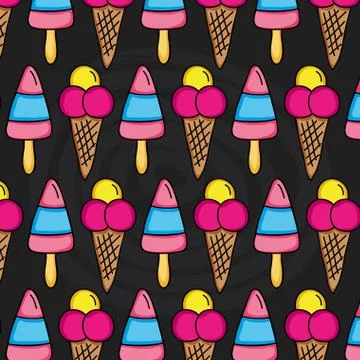 Sweet ice creams pattern background Stock Illustration