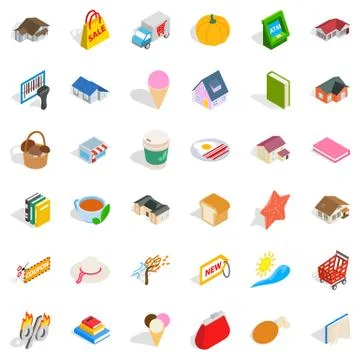 Sweet icons set, isometric style 스톡 일러스트