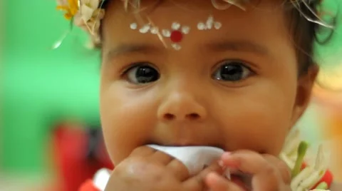Sweet indian baby close-up Stock Footage