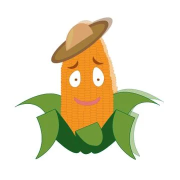Sweet kind corn in a hat Stock Illustration