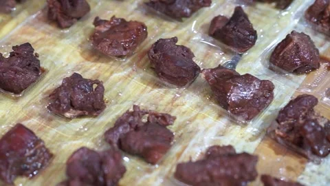 Sweet lamb tagine, serving in small plastic box for customers, authentic detail Stock Footage 293179655
