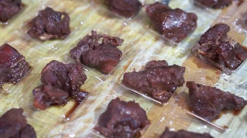 Sweet lamb tagine, serving in small plastic box for customers, authentic detail Stock Footage 293179657