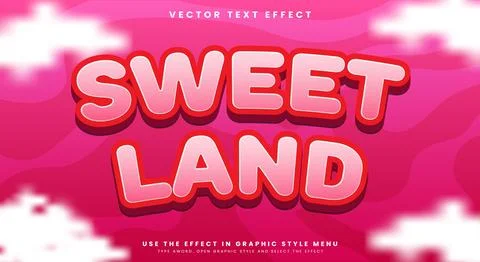 Sweet Land editable text effect cute cartoon Style Stock Illustration