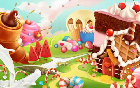 Sweet landscape, vector background Stock Illustration
