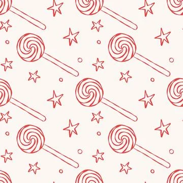 Sweet lollipop pattern with stars Stock Illustration