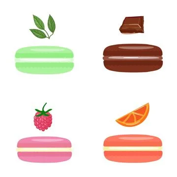 Sweet macarons set featuring different flavors illustration イラスト素材