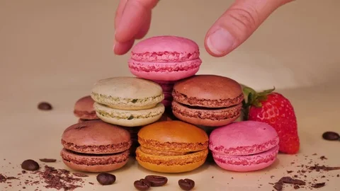 Sweet macaroons variety Stock Footage 81506364