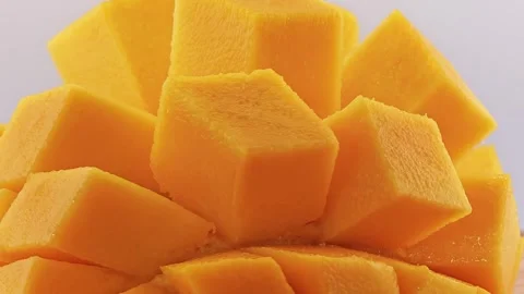 Sweet mango slice cube, rotation. Stock Footage 310550651