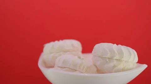 Sweet marshmallows on plate Stock Footage 57317122