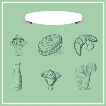 Sweet menu chalked on a blackboard. Vector design Stock Illustration