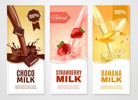 Sweet Milk Banners Set Stock Illustration