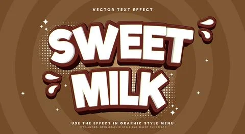Sweet Milk Editable Text Effect Template Stock Illustration