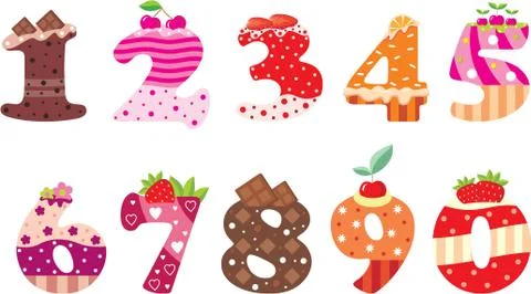 Sweet numbers Stock Illustration