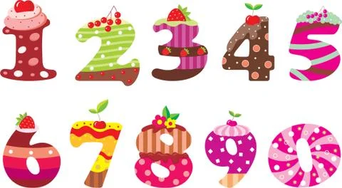 Sweet numbers Stock Illustration