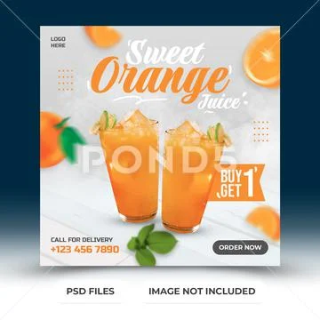 Sweet orange juice menu social media post PSD Template