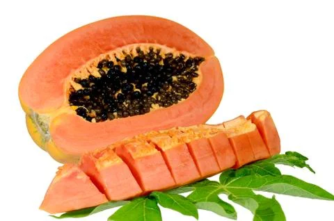 Sweet papaya on isolate. Stock Photos