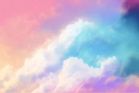 Sweet pastel colored cloud and sky with sun light Stock Illustration