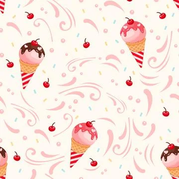 Sweet pastel ice cream vector seamless pattern Stock Illustration
