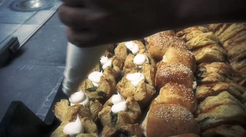 Sweet pastries in bakery 스톡 동영상 50564134