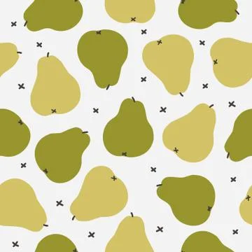 Sweet pear seamless pattern background in cartoon style. Stock Illustration
