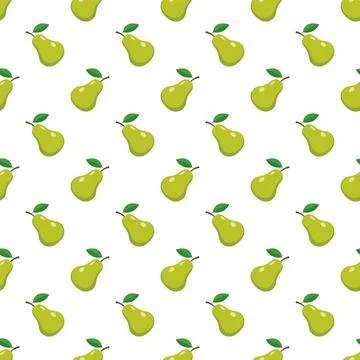 Sweet pear seamless pattern organic healthy fruits background. Stock Illustration
