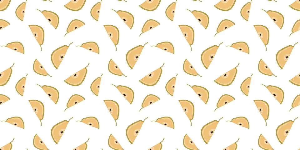 Sweet pear seamless pattern. Organic healthy fruits background. Vector illust Stock Illustration