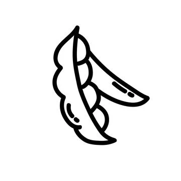 Sweet peas flat outlined icon. Vector vegetable logo isolated on white backgr Stock Illustration