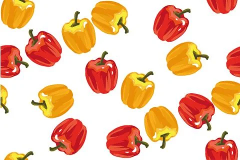 Sweet pepper seamless pattern on white Stock Illustration
