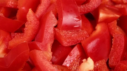 Sweet peppers close-up. Loop motion. Side view. Rotation 360. Stock Footage 161345381