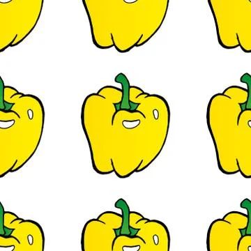 Sweet peppers seamless pattern. Vector illustration of a seamless pattern of  Stock Illustration