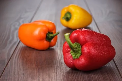 Sweet peppers on the table Stock Photos