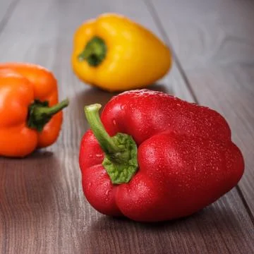 Sweet peppers on the table Stock Photos